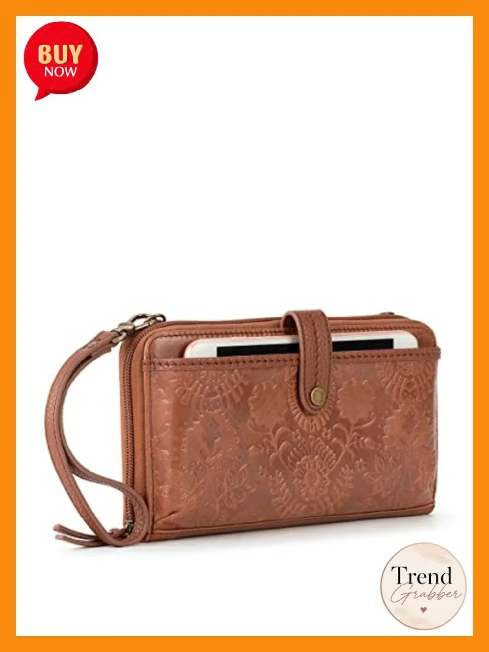 Leather Smartphone Crossbody Purse - Convertible Wristlet Wallet with Card Slots
